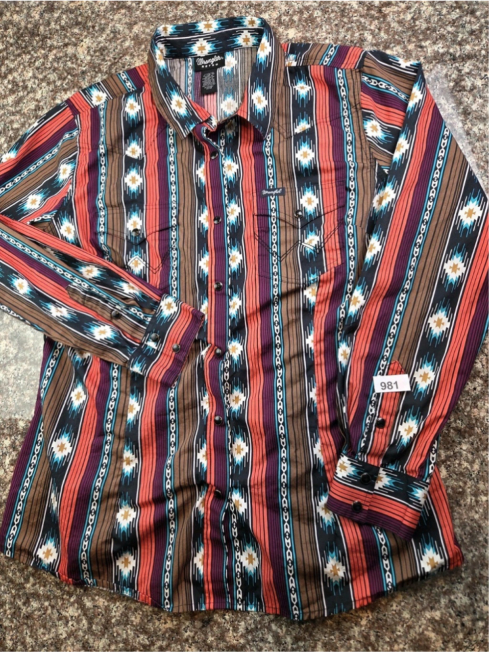 Wrangler Retro Women's Western Snap Shirt XL Southwestern Aztec Print #981